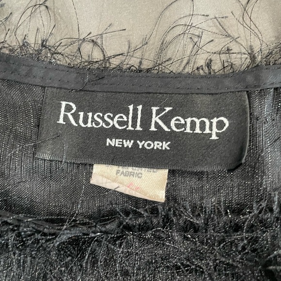 Vintage 90's Russell Kemp Womens Black Fringe Sheer Fuzzy Tank (M) - Picture 5 of 8